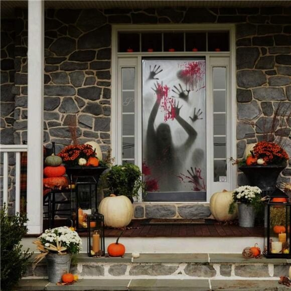 2PCS Halloween Haunted House Decorrelation: Zombie Hands, Skeleton Door/Window - Picture 3 of 8